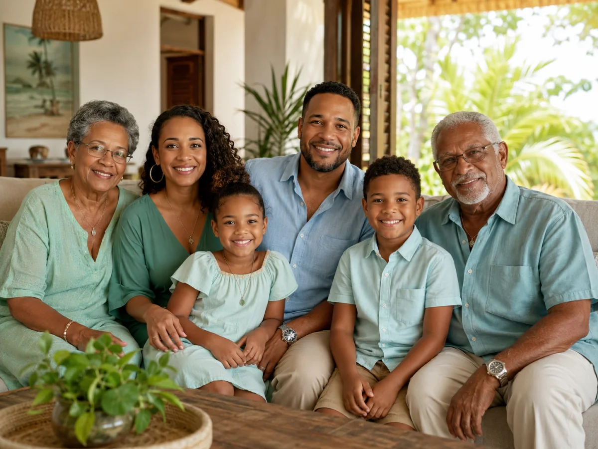 A Belizean family at home together