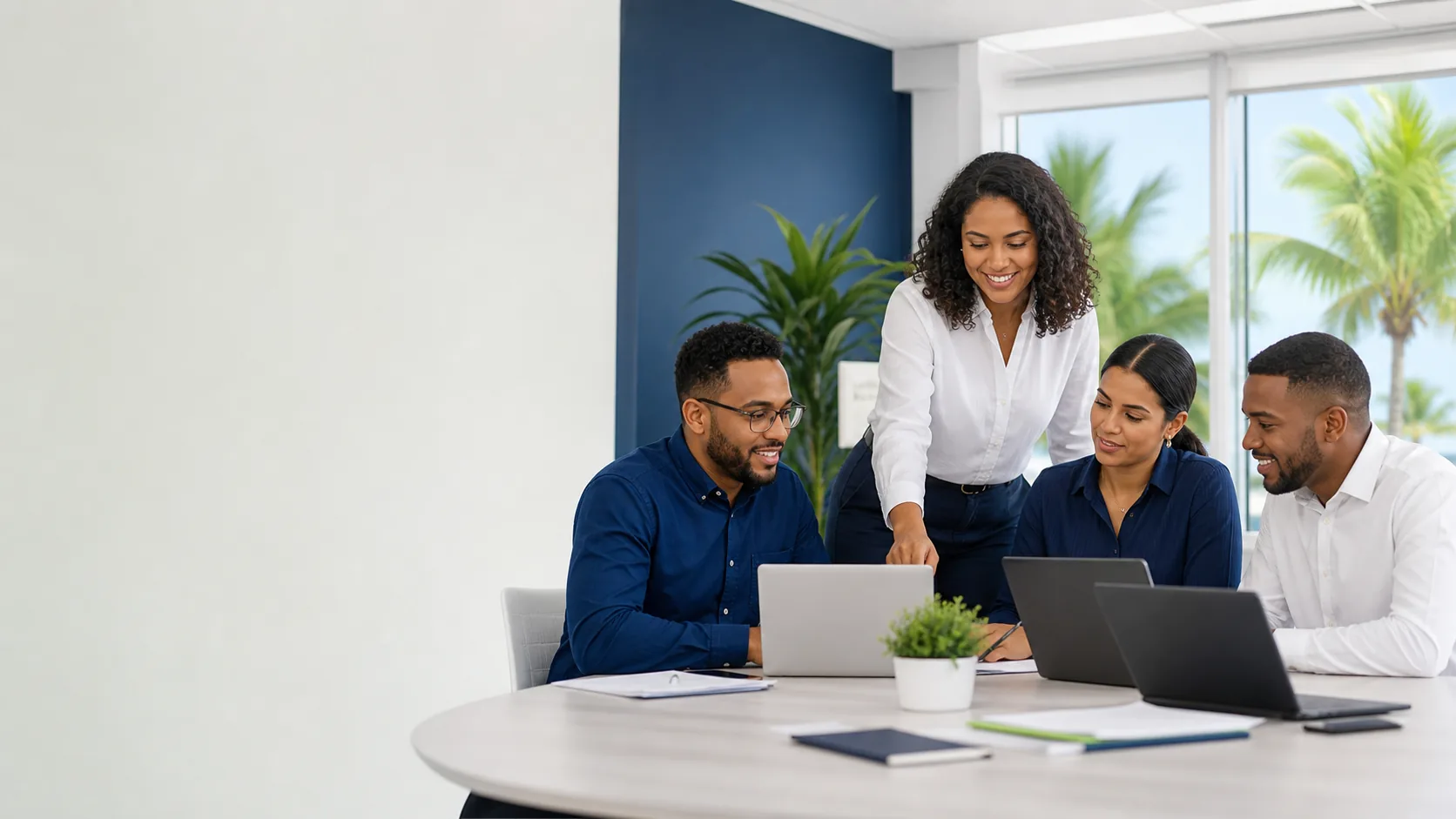 BB Life Insurance team members collaborating in a modern office