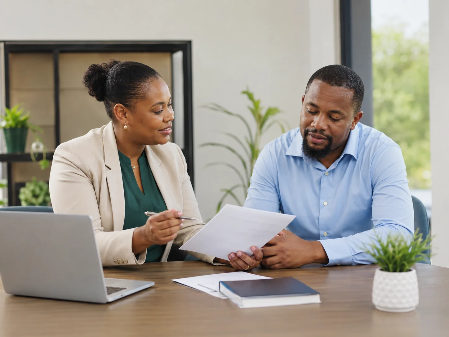 Belizean customer meeting with a financial representative